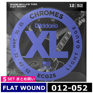 5�Z�b�g D'Addario ECG25 XL Chromes Flat Wound 012-052 �_�_���I �t���b�g���E���h �G���L�M�^�[��