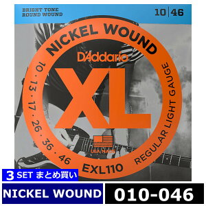 3�Z�b�g D'Addario EXL110 Nickel Wound 010-046 �_�_���I �G���L�M�^�[��