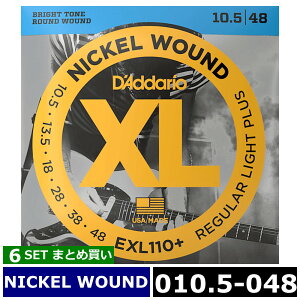 6�Z�b�g D'Addario EXL110+ Nickel Wound 010.5-048 �_�_���I �G���L�M�^�[��