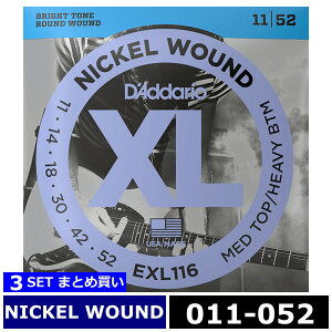 3�Z�b�g D'Addario EXL116 Nickel Wound 011-052 �_�_���I �G���L�M�^�[��