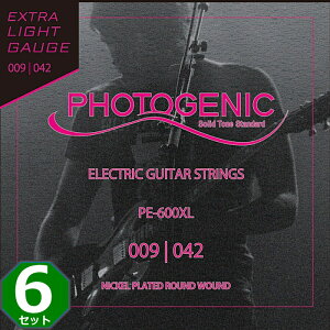 6セット Photogenic PE-600XL 009-042 Extra Light フォトジェニック エレキギター弦