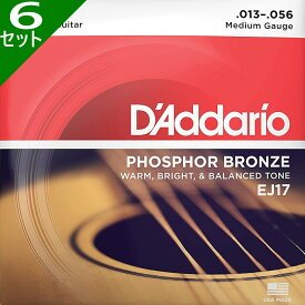 6セット D'Addario EJ17 Medium 013-056 Phosphor Bronze ダダリオ アコギ弦
