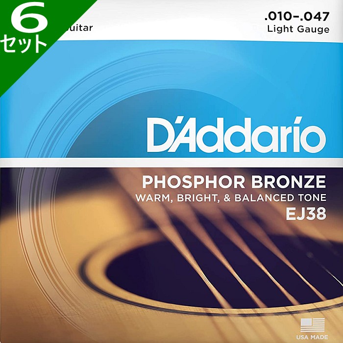 6セット 12弦用 D´Addario EJ38 Light 010-047 Phosphor Bronze