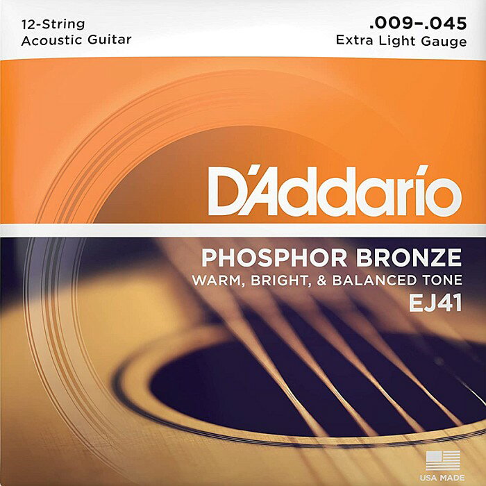 12弦用 D'Addario EJ41 Extra Light 009-045 Phosphor Bronze ダダリオ アコギ弦