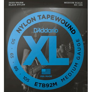 D'Addario ETB92M Black Nylon Tapewounds 050-105 Medium Scale __I x[X