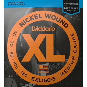 5p D'Addario EXL160-5 Nickel Wound 050-135 Long Scale 050-135 __I x[X