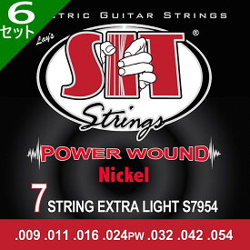 6セット 7弦用 S7-954 SIT Power Wound Extra Light 009-054 エスアイティー エレキギター弦