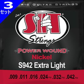 3セット SIT S942 Power Wound Extra Light 009-042 エスアイティー エレキギター弦