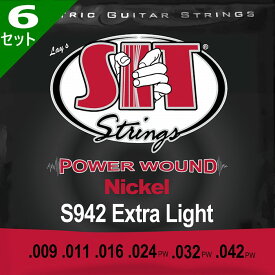 6セット SIT S942 Power Wound Extra Light 009-042 エスアイティー エレキギター弦