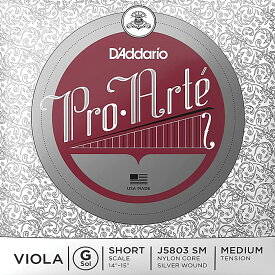 D'Addario Pro Arte Viola Strings J5803 SM ダダリオ ヴィオラ弦 ショートスケール ミディアムテンション バラ弦 G線