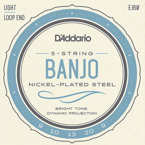 D'Addario EJ60+ 5-string Banjo Light Plus 009.5-020 �_�_���I �o���W���[��