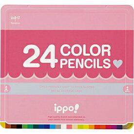 トンボ鉛筆 スライド缶入色鉛筆 24色セット ippo!(イッポ) プレーン Pink CL-RPW0424C CLRPW0424C