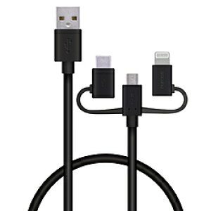 ELECOM(�G���R��) 3in1 �[�d�P�[�u�� ( ���C�g�j���O / Type-C / micro USB ) 0.3m MFi�F�� iPhone iPad iPod AirPods Galaxy AQUOS Xperia Android�e��Ή� �u���b�N �u���b�N MPA-AMBLCAD03BK MPAAMBLCAD03BK [�U���s��] [����s��]