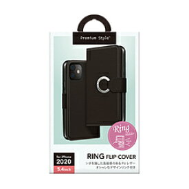 PGA iPhone 12 mini 5.4インチ対応リングフリップカバー ブラック Premium Style ブラック PG-20FFP05BK PG20FFP05BK