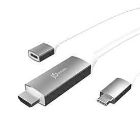 J5 USB-C ⇔ HDMI＋USB-Cメス(給電用 USB PD対応)ケーブル [映像 /1.8m /4K・HDR対応] スペースグレー JCC155G JCC155G