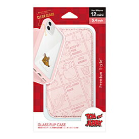 PGA iPhone 12 mini用 ガラスフリップケース [トムとジェリー/ピンク] PG-WGF20F01TAJ PGWGF20F01TAJ