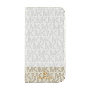 �}�C�P���R�[�X MICHAEL KORS - Folio Case 2-Tone Signature with Tassel Charm for iPhone 13 mini [ Bright White/Vanilla ] MK2SBWVFLIP2154