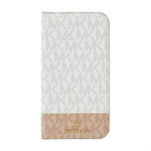 �}�C�P���R�[�X MICHAEL KORS - Folio Case 2-Tone Signature with Tassel Charm for iPhone 13 [ Bright White/Ballet ] MK2SWBIFLIP2161