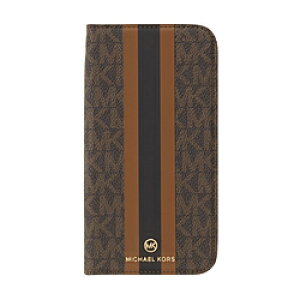 �}�C�P���R�[�X MICHAEL KORS - Folio Case Stripe with Tassel Charm for iPhone 13 Pro [ Brown ] MKSTBRWFLIP2162