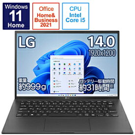 LG(エルジー) ノートパソコン gram オブシディアンブラック 14Z95P-KR55J1 ［14.0型 /intel Core i5 /メモリ：8GB /SSD：512GB /2021年11月モデル］ 14Z95PKR55J1