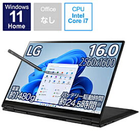 LG(エルジー) ノートパソコン gram オブシディアンブラック 16T90P-KA78J ［16.0型 /Windows11 Home /intel Core i7 /メモリ：16GB /SSD：1TB /無し /日本語版キーボード /2021年11月モデル］ 16T90PKA78J