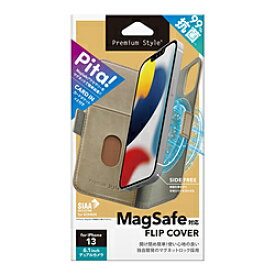 PGA iPhone 13用 MagSafe対応 抗菌フリップカバー　ベージュ Premium Style ベージュ PG-21KMGFP02BE PG21KMGFP02BE