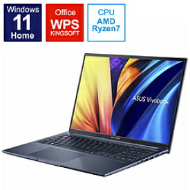 ASUS(エイスース) ノートパソコン Vivobook 16X クワイエットブルー M1603QA-MBR716512WBY ［16.0型 /Windows11 Home /AMD Ryzen 7 /メモリ：16GB /SSD：512GB /WPS Office /日本語版キーボード /2022年10月モデル］ M1603QAMBR716512WBY