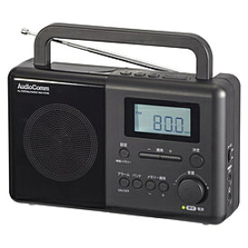 オーム電機 時計付き PLLポータブルラジオ AudioComm ブラック RAD-T570N ［ワイドFM対応 /AM/FM/短波］ RADT570N