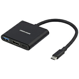 GREEN HOUSE(グリーンハウス) 映像変換アダプタ [USB-C オス→メス HDMI /USB-A＋USB-Cメス給電 /USB Power Delivery対応 /65W] 4K対応(Chrome/iPadOS/Mac/Windows11対応) ブラック GH-MHC3A-BK GHMHC3ABK