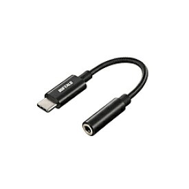 BUFFALO(バッファロー） オーディオ変換プラグ [USB-C オス→メス 4極φ3.5mm] ハイレゾ対応 DAC搭載 ブラック BSMPC350HRBK BSMPC350HRBK