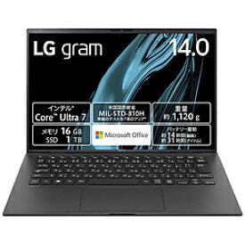 LG(エルジー) ノートパソコン LG gram 14Z90S-MA78J2 [14.0型 /Windows11 Home /intel Core Ultra 7 /メモリ：16GB /SSD：1TB /Office HomeandBusiness /2024年01月モデル] 14Z90S-MA78J2