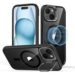 ESR iPhone 15 Plus�i6.7�C���`�j�X�^���h�t�n�C�u���b�h�P�[�X ESR Clear Black ClassicHybridCasewithStandHaloLockforiPhone15Plus ClassicHybridStand