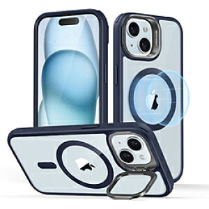 ESR iPhone 15 Plus�i6.7�C���`�j�X�^���h�t�n�C�u���b�h�P�[�X ESR Clear Dark Blue ClassicHybridCasewithStandHaloLockforiPhone15Plus ClassicHybridStand