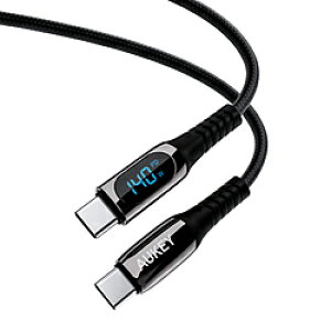 AUKEY �P�[�u�� Impulse series 140W Digital Display �mType-C to Type-C�n 1m CBCC14BK