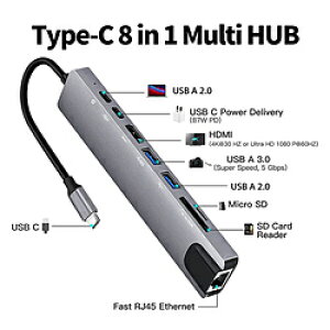 YOUZIPPER �mUSB-C �I�X�����X �J�[�h�X���b�gx2 / HDMI / LAN / USB-Ax2 / USB-Cx2�n USB PD�Ή� 87W �h�b�L���O�X�e�[�V���� HDX-C8 �mUSB Power Delivery�Ή��n HDXC8