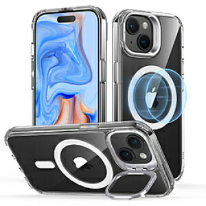 ESR iPhone 15�i6.1�C���`�j�X�^���h�t�n�C�u���b�h�P�[�X ESR Clear ClassicHybridCasewithStandHaloLockforiPhone15 ClassicHybridStand