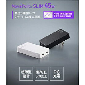 CIO NovaPort SLIM DUO 45W PD対応AC充電器　USB-C×2ポート ホワイト CIO-G45W2C-S-WH ［2ポート /USB Power Delivery対応 /Smart IC対応 /GaN(窒化ガリウム) 採用］ CIOG45W2CSWH