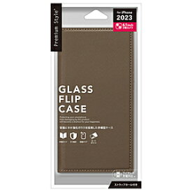 PGA iPhone 15 ガラスフリップケース スクエアデザイン Premium Style ブラウン PG-23AGF07BR PG23AGF07BR