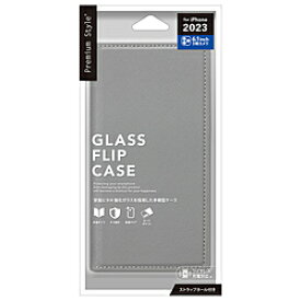 PGA iPhone 15 Pro ガラスフリップケース スクエアデザイン Premium Style グレー PG-23BGF08GY PG23BGF08GY