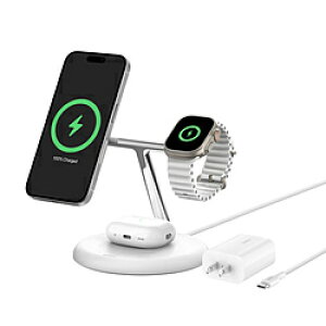 BELKIN BoostCharge Pro Qi2 3-in-1 ���C�����X�[�d�X�^���h �z���C�g WIZ023dqWH �mUSB Power Delivery�Ή� /3�|�[�g�n WIZ023dqWH