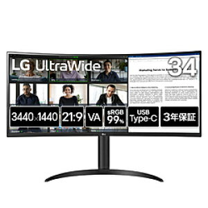 LG(GW[) USB-Cڑ PCj^[ UltraWide 34WR55QK-B m34^ /UWQHD(3440×1440j /Ch /Ȗʌ^ /100Hzn 34WR55QK-B