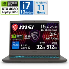 MSI(エムエスアイ) ゲーミングノートパソコン Thin 15 B13V コスモスグレイ Thin-15-B13VF-4060JP[RTX4060] THIN15B13VF4060JP [振込不可] [代引不可]