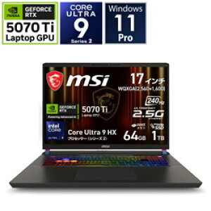 MSI(GGXAC) Q[~Om[gp\R Vector 17 HX AI A2XW(RTX 5070 Ti ) RXXOC Vector-17-HX-AI-A2XWHG-6359JP [17.0^ /Windows11 Pro /intel Core Ultra 9 /F64GB /SSDF1TB /2025N4f] VECTOR17HXA2
