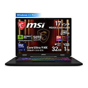 MSI(GGXAC) Q[~Om[gp\R Crosshair 17 HX AI D2XW(RTX 5070) RXXOC Crosshair-17-HX-AI-D2XWGKG-6759JP [17.0^ /Windows11 Pro /intel Core Ultra 9 /F32GB /SSDF1TB /2025N5f] CROSSHAIR
