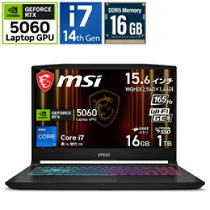 MSI(�G���G�X�A�C) Katana-15-HX-B14WFK-3269JP �Q�[�~���O�m�[�g�p�\�R�� Katana 15 HX B14W(RTX 5060) �u���b�N �m15.6�^ /Windows11 Home /intel Core i7 /�������F16GB /SSD�F1TB /���{��ŃL�[�{�[�h /2026�N2�����f���n KA