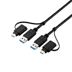 ELECOM(�G���R��) USB-C�{USB-A �� USB-C�{USB-A�����N�P�[�u�� [�]�� /1.5m /USB3.0] �p�\�R����(Mac/Windows11�Ή�) �u���b�N UC-TV8BK UCTV8BK