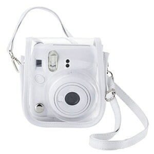 ELECOM(�G���R��) �`�F�L�P�[�X instax mini 12��p �N���A �J�����P�[�X �}�O�l�b�g���t���b�v �X�g���b�v�t �z���C�g IC-CCM12WH ICCCM12WH