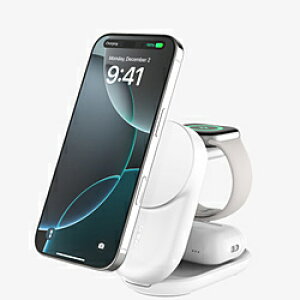BELKIN UltraCharge Qi2 25W 3-in-1 �܂肽���ݎ��}�O�l�b�g�[�d�� ���E���h�^ �z���C�g WIZ037dqWH �m�}���`�^ /Qi2 25W�Ή��n WIZ037DQWH