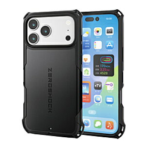 ELECOM(�G���R��) iPhone 17 Pro Max �P�[�X �n�C�u���b�h �J�o�[ �Ռ��z�� MAGKEEP ���͋z�����C�����X�[�d�Ή� �X�g���b�v�z�[���t �t�B�����t ZEROSHOCK �u���b�N �u���b�N PM-A25DZEROMGBK PMA25DZEROMGBK