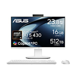 ASUS(�G�C�X�[�X) VM640GA-WPC006W ���j�^�[��̌^�f�X�N�g�b�vPC V600 AiO (VM640GA) �z���C�g �mCopilot+ PC /23.8�^ /Windows11 Home /AMD Ryzen AI 5 /�������F16GB /SSD�F512GB /2026�N6�����f���n VM640GAWPC006W